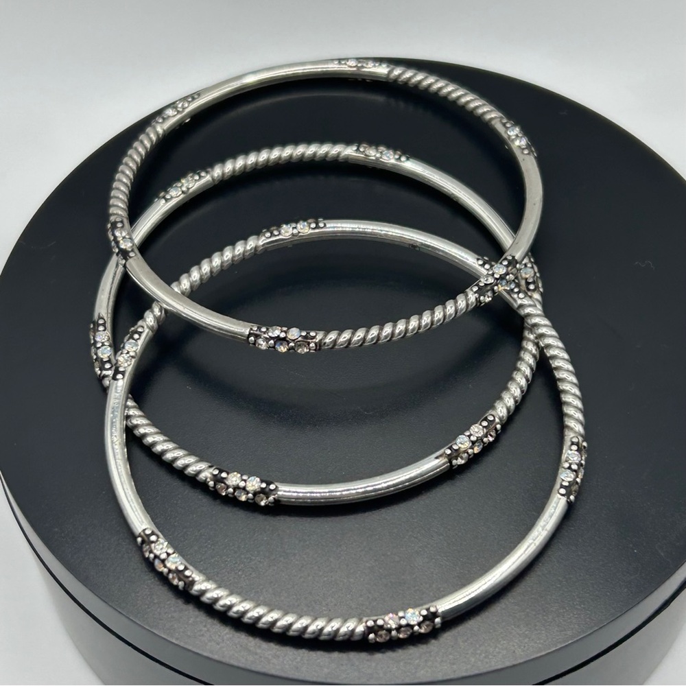 Brighton - Silver & Crystal Stackable Bracelet Se… - image 5